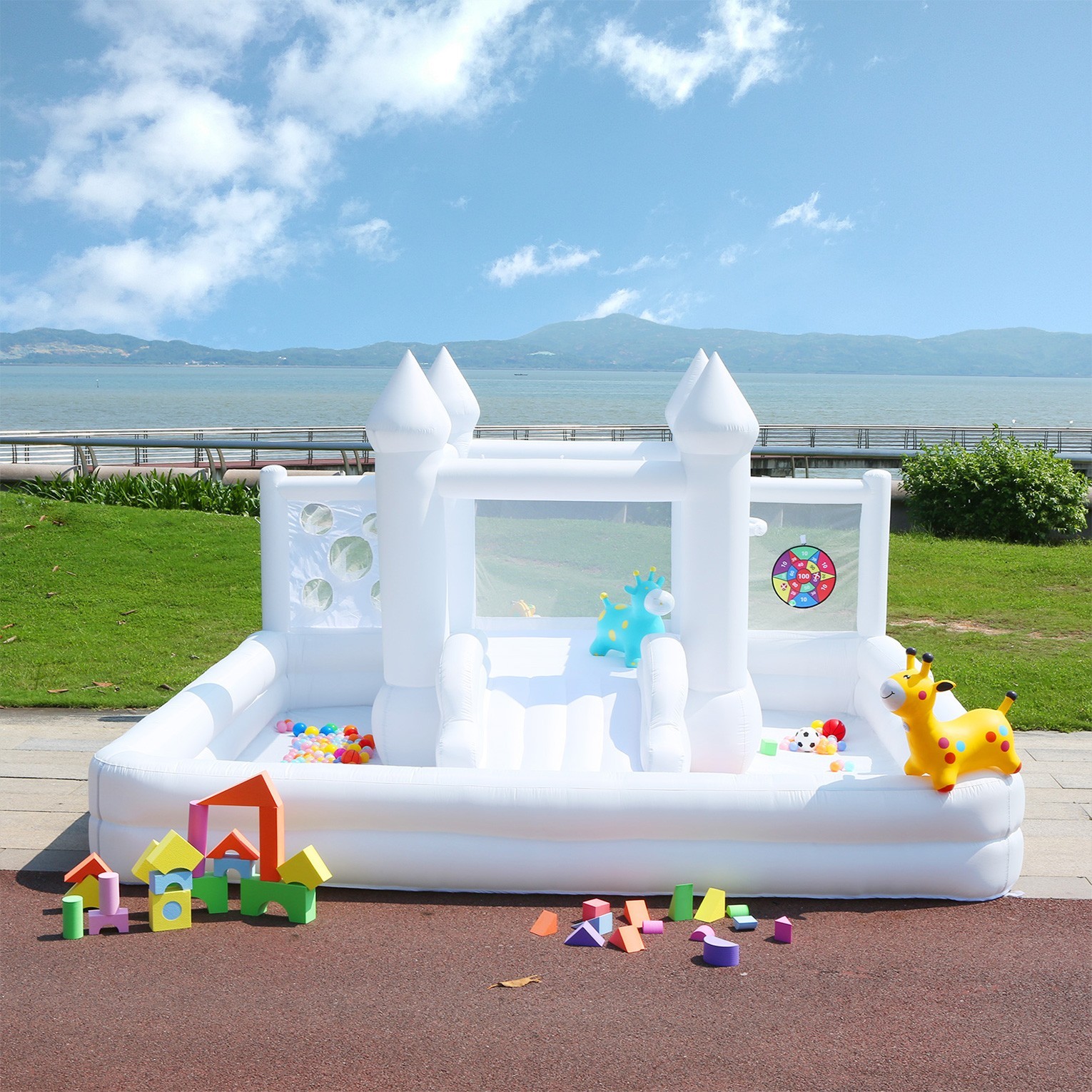White Bounce House with Blower,suitable for Yard,Events,Parties,Children's Gifts