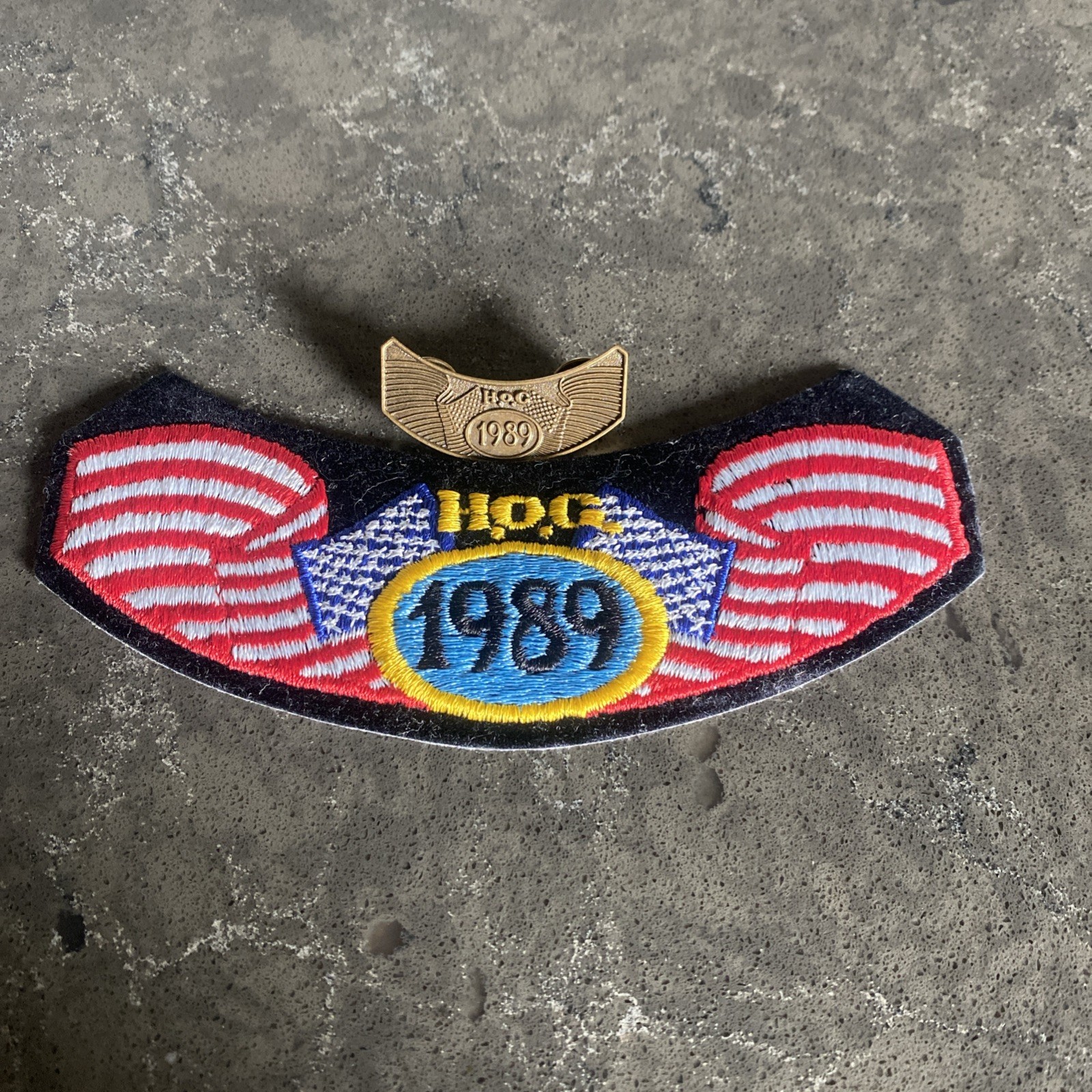 HOG Member Rocker Patch And Brass Pin 1989 Harley Davidson Motorcycle Club