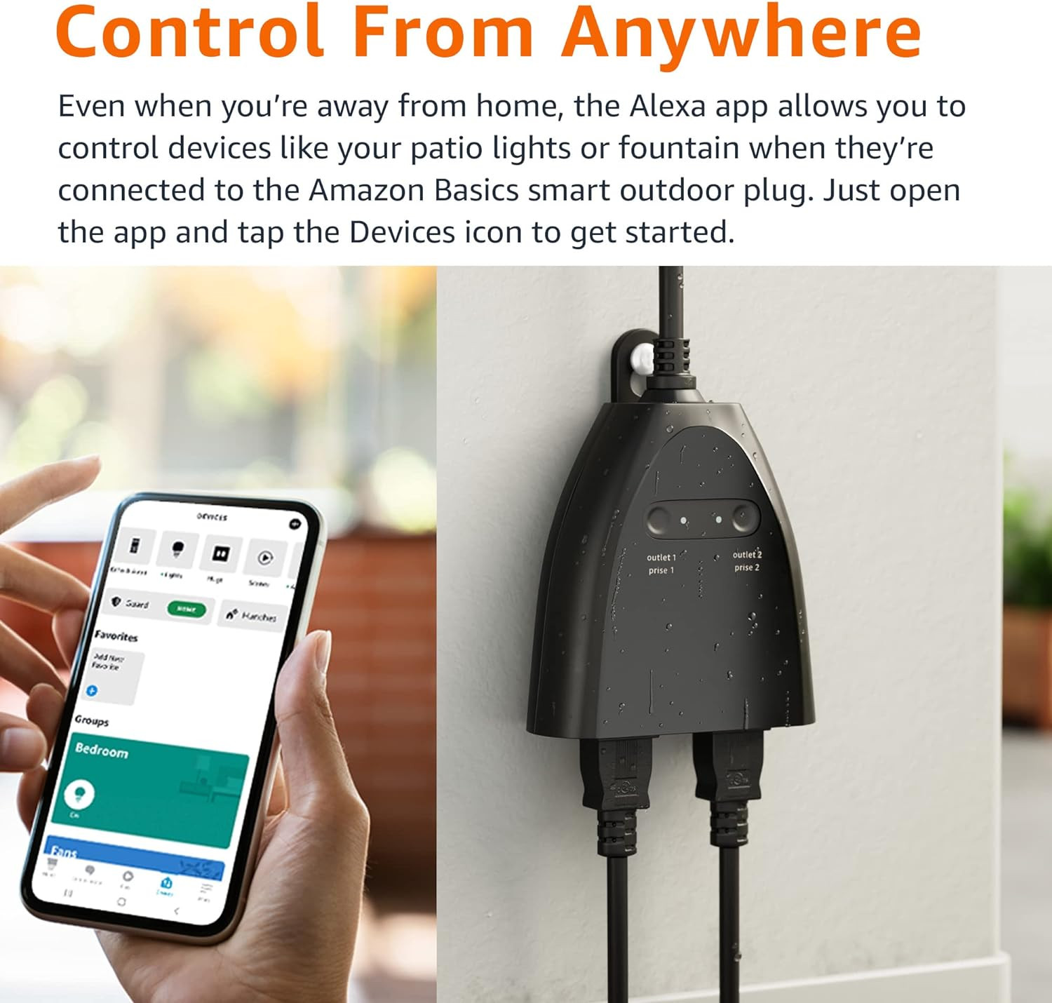 Outdoor Smart Plug with 2 Individually Controlled Outlets, Works with Alexa Only