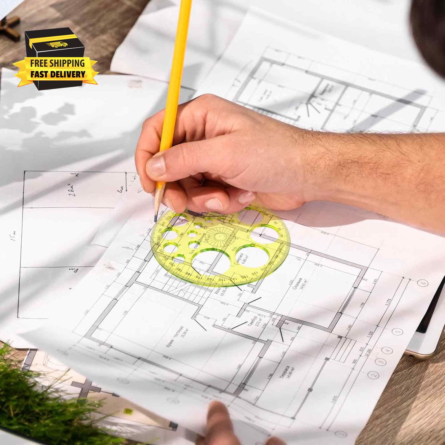 Circle Template 360° Protractor round Stencil, Plastic Circle Ruler for Drawing,