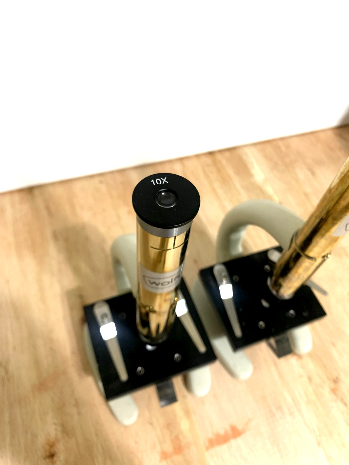 Set of 2 Education Wolfe Microscope Brass Vintage