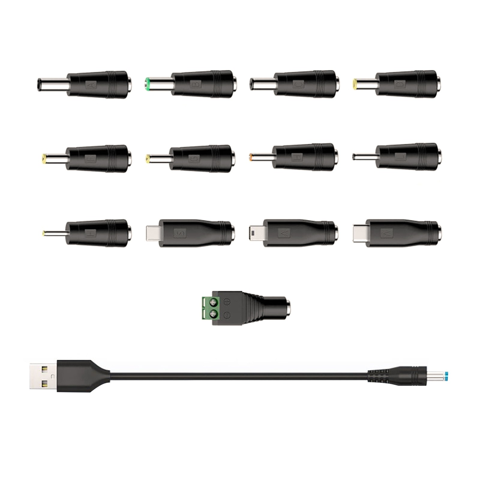 USB to DC 5V Power Cord, Universal DC 5.5x2.1mm Cable with 13 Connectors