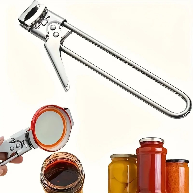 Stainless Steel Can Opener Adjustable Jar Lid Gripper Multifunction Kitchen Tool