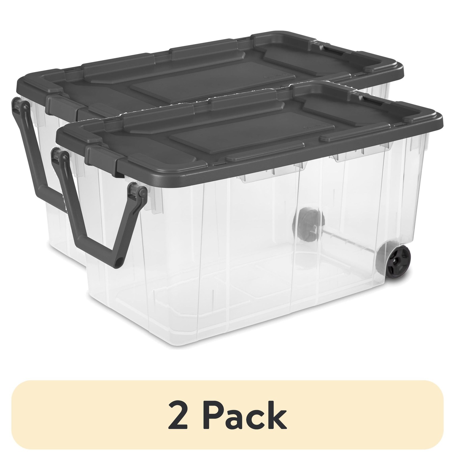 (2 pack 160 Quart Extra-Large Wheeled Storage Bin Clear Storage Container W/