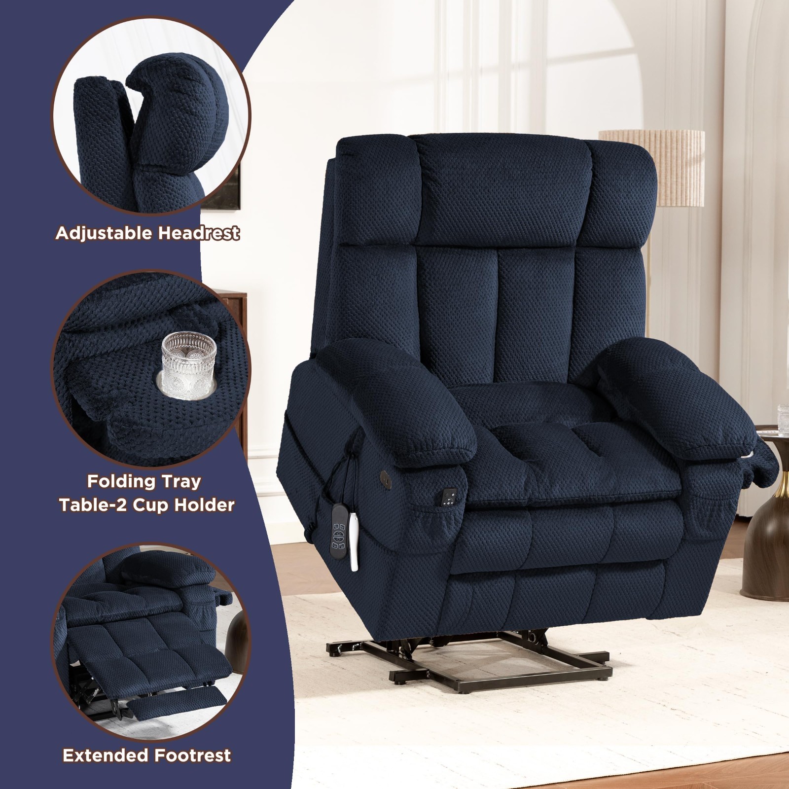 Power Lift Recliner Chair for Elderly with Adjustable Headrest,Oversized Extra