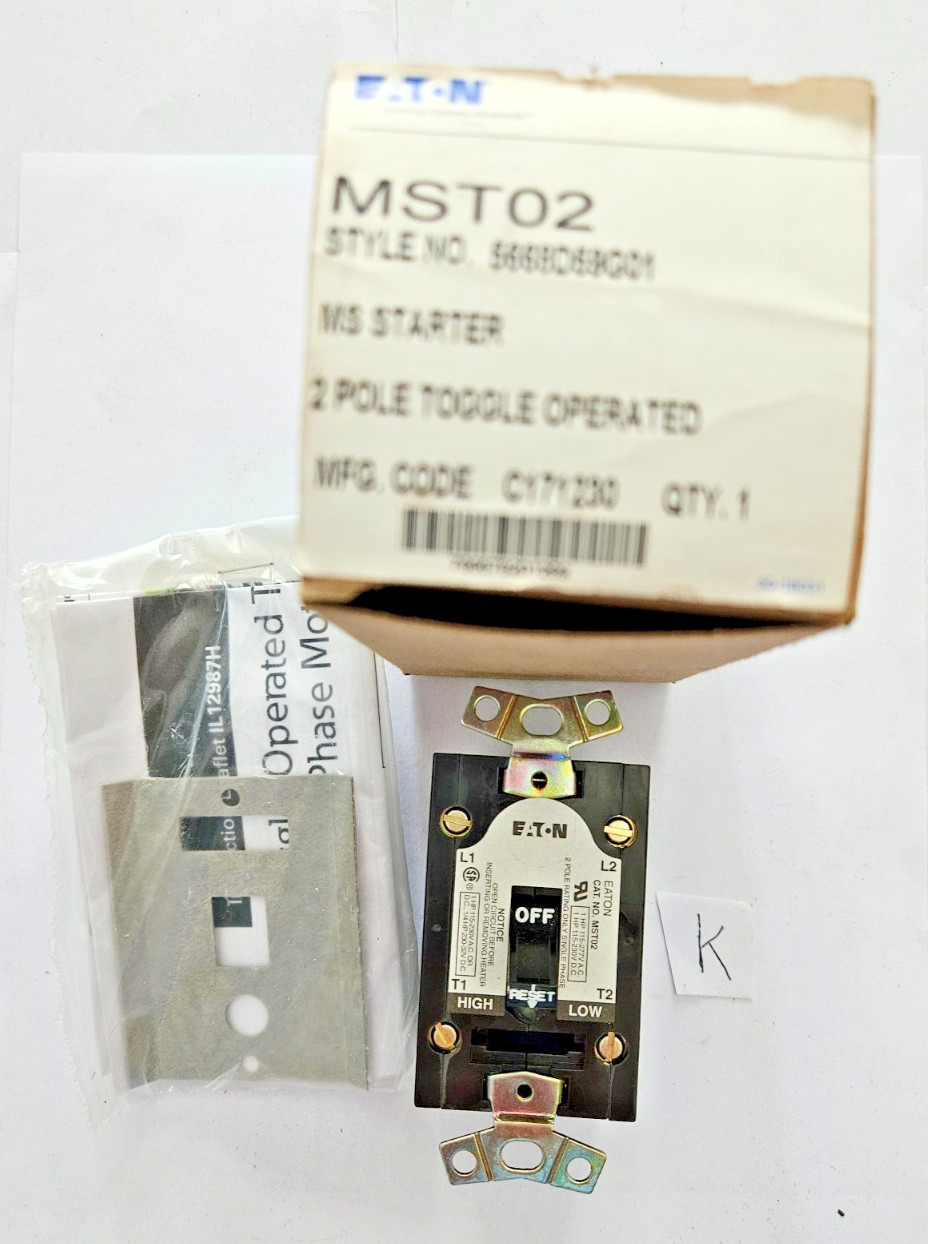 EATON MSTO2 MS Starter Switch 2 Pole Toggle Operated