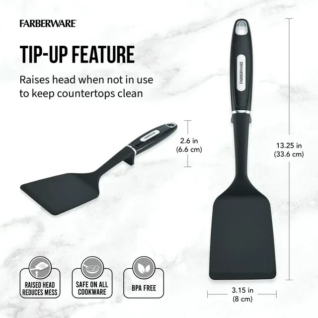Farberware Kitchen Cooking Tool Nylon Turner Spatula BPA Free Heat Resistant