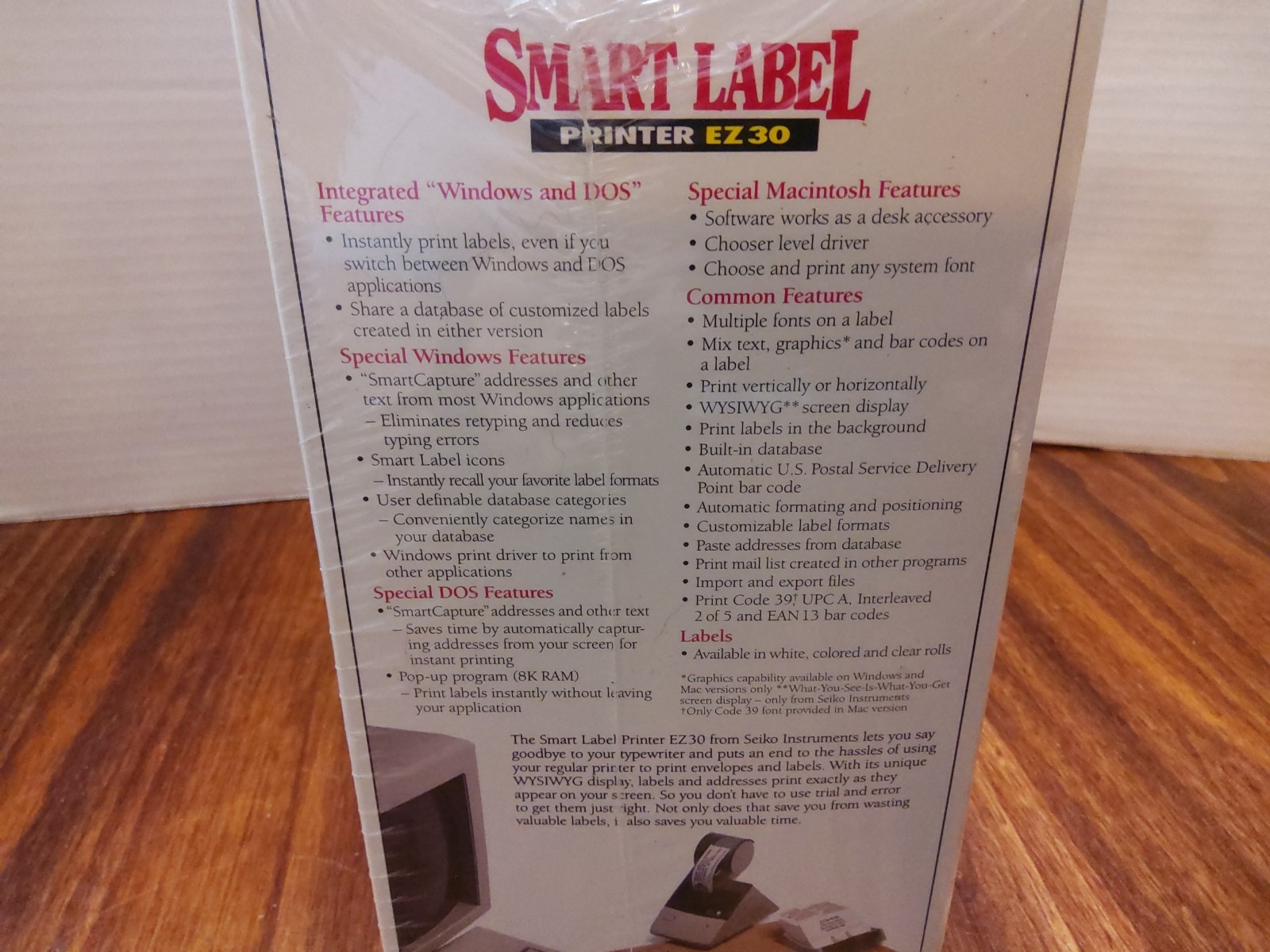 Seiko SII Smart Label Printer EZ30, Sealed Box