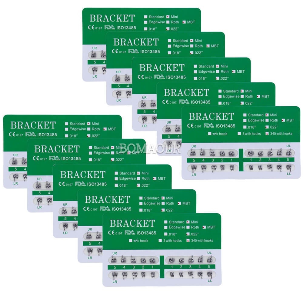 1-100×Dental Monoblock Metal Bracket Brace Mini MBT 022 345 Hooks 20Pcs/kit
