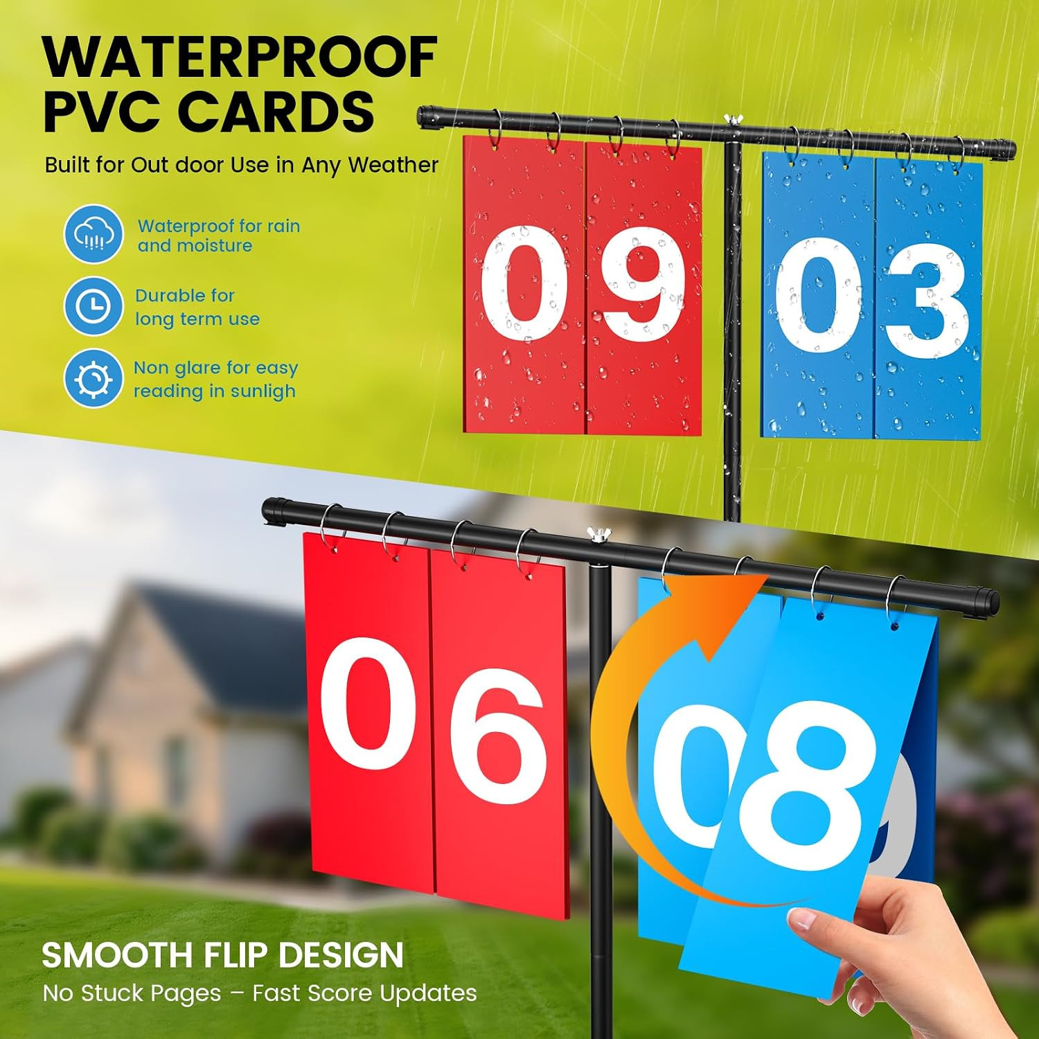 Filp Scoreboard with Adjustable Iron Stand, 60" Extra Large Score Keeper