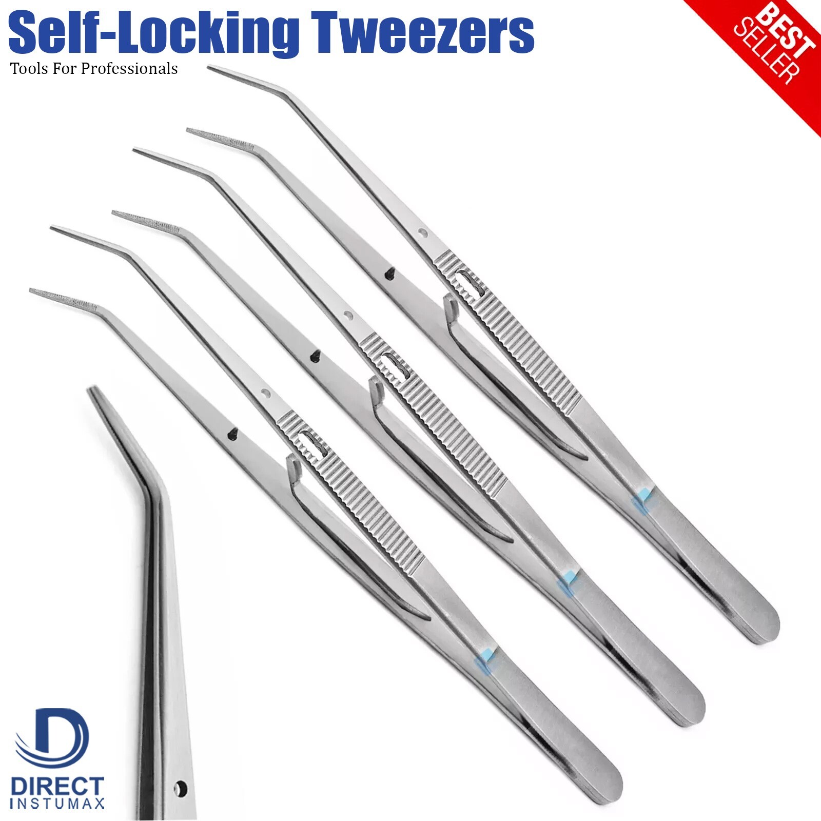 Surgical London College Tweezers Self Locking Forceps Dental Cotton Pliers Lab
