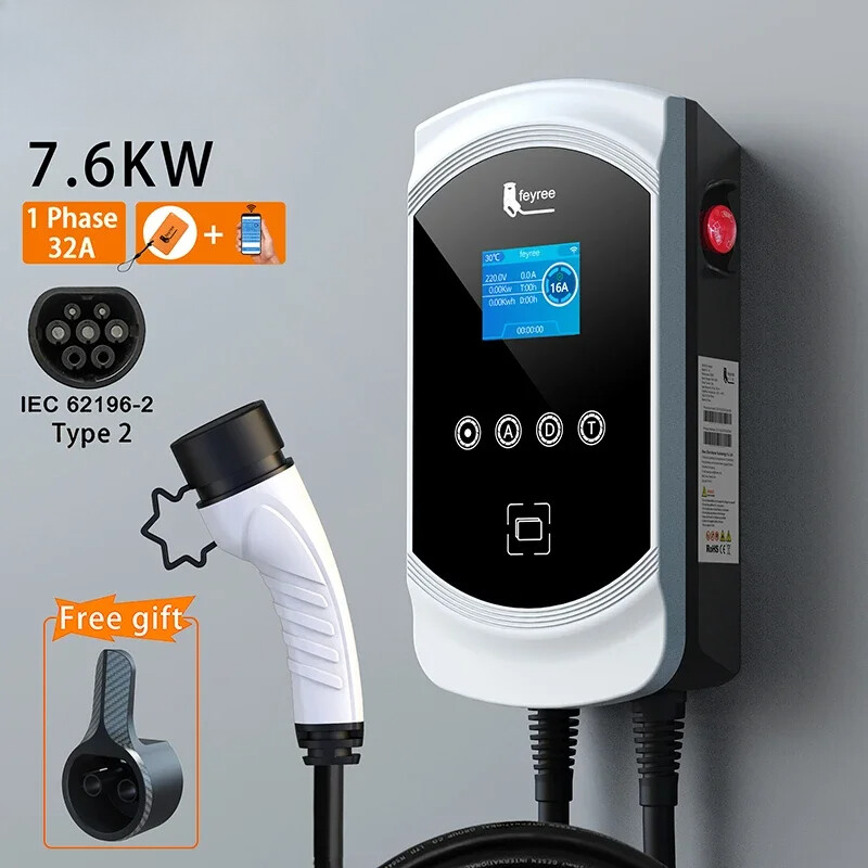 EV Charger 32A 7.6KW Electric Vehicle Car Charger EVSE Wallbox 11KW 22KW