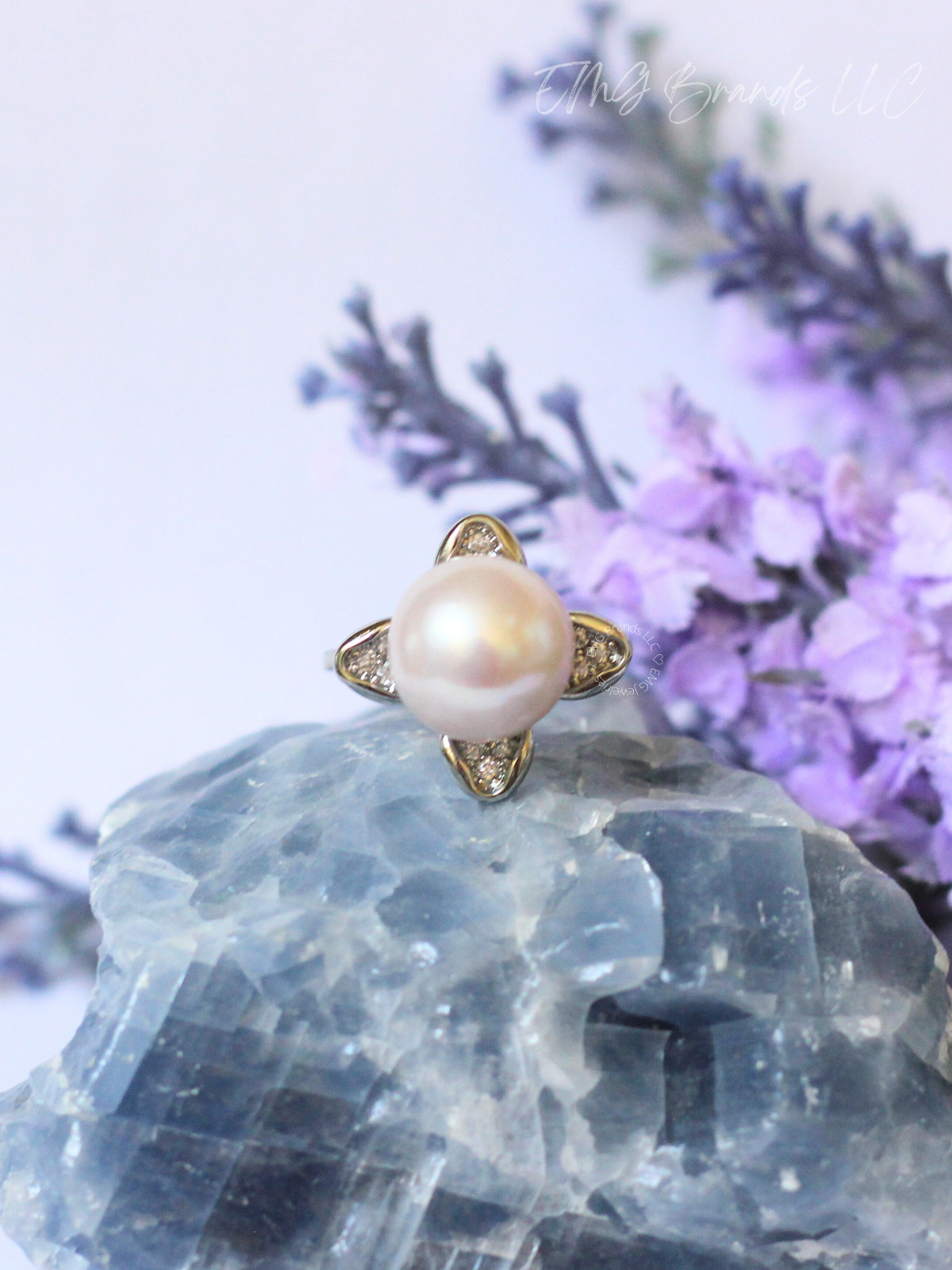 Rare Sakura Pink Overtone Flower Edison Pearl Ring