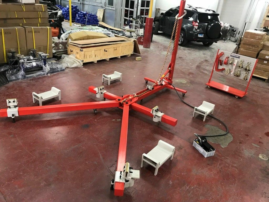 Auto Body Frame Puller Straightener FREE 10 Ton air pump clamps, tools and cart