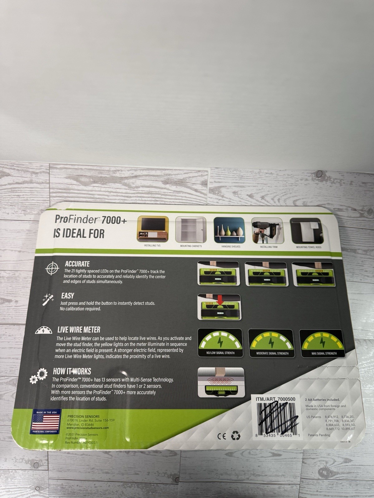 Precision Sensors ProFinder 7000+ Professional Stud Finder with Live Wire Meter