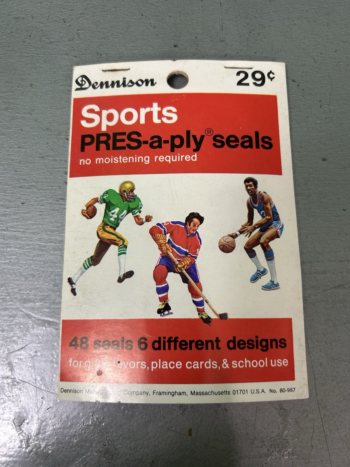 SPORTS Pres-A-Ply Seals Stickers Dennison Vintage Unused Football Hockey Tennis