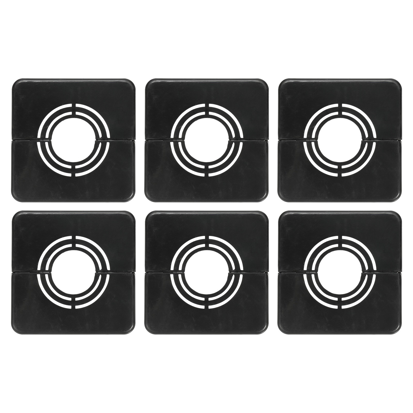 6pcs Wall Split Flange 0.79" Plastic Square Split Flange Pipe Cover, Black