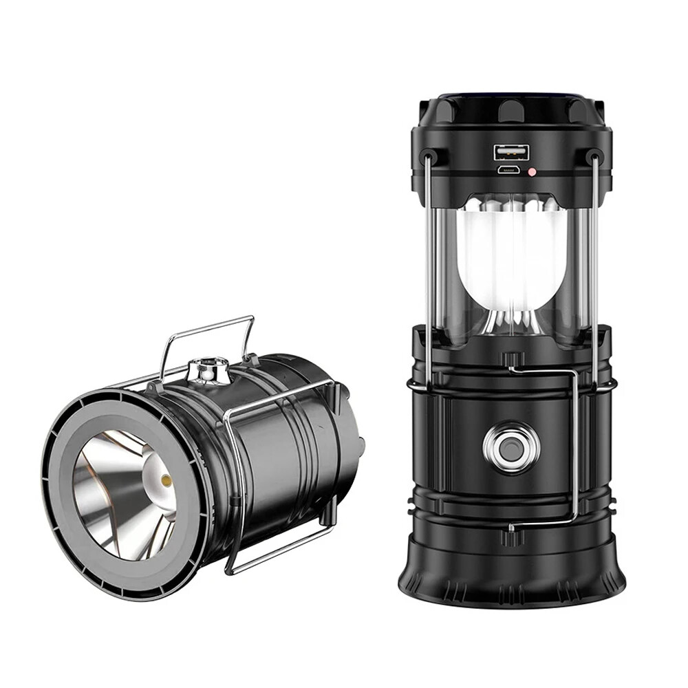 Solar Camping Lantern Collapsible LED Solar USB Rechargeable Lantern Flashlight