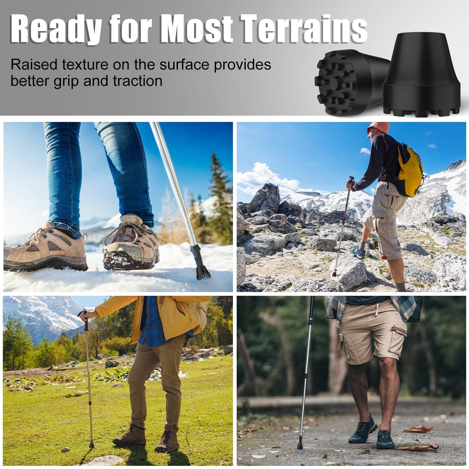 supregear Trekking Pole Tips, Replacement Rubber Tips for Walking Sticks, Ant...