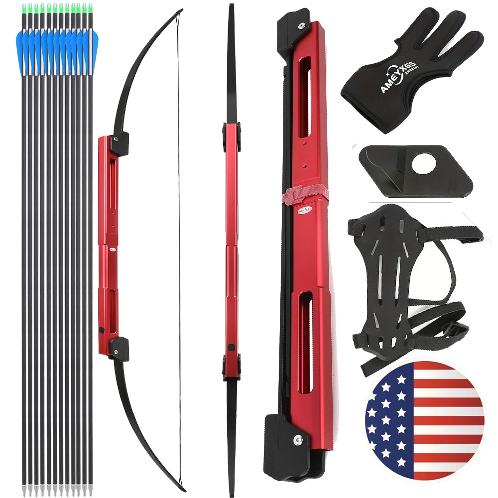58" Recurve Bow 35 lbs Folding Bow CNC Portable RH/LH Archery Hunting Bow Arrow