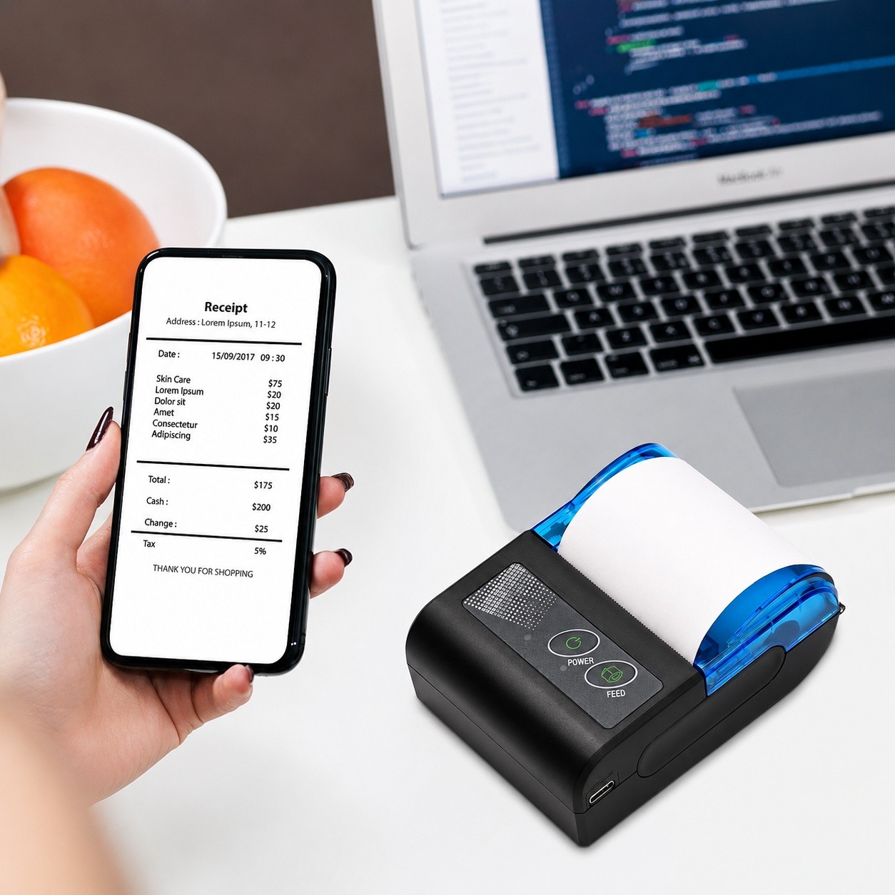 Mini Thermal Receipt Printer 58mm BT USB Receipt Bill Ticket Android Windows POS