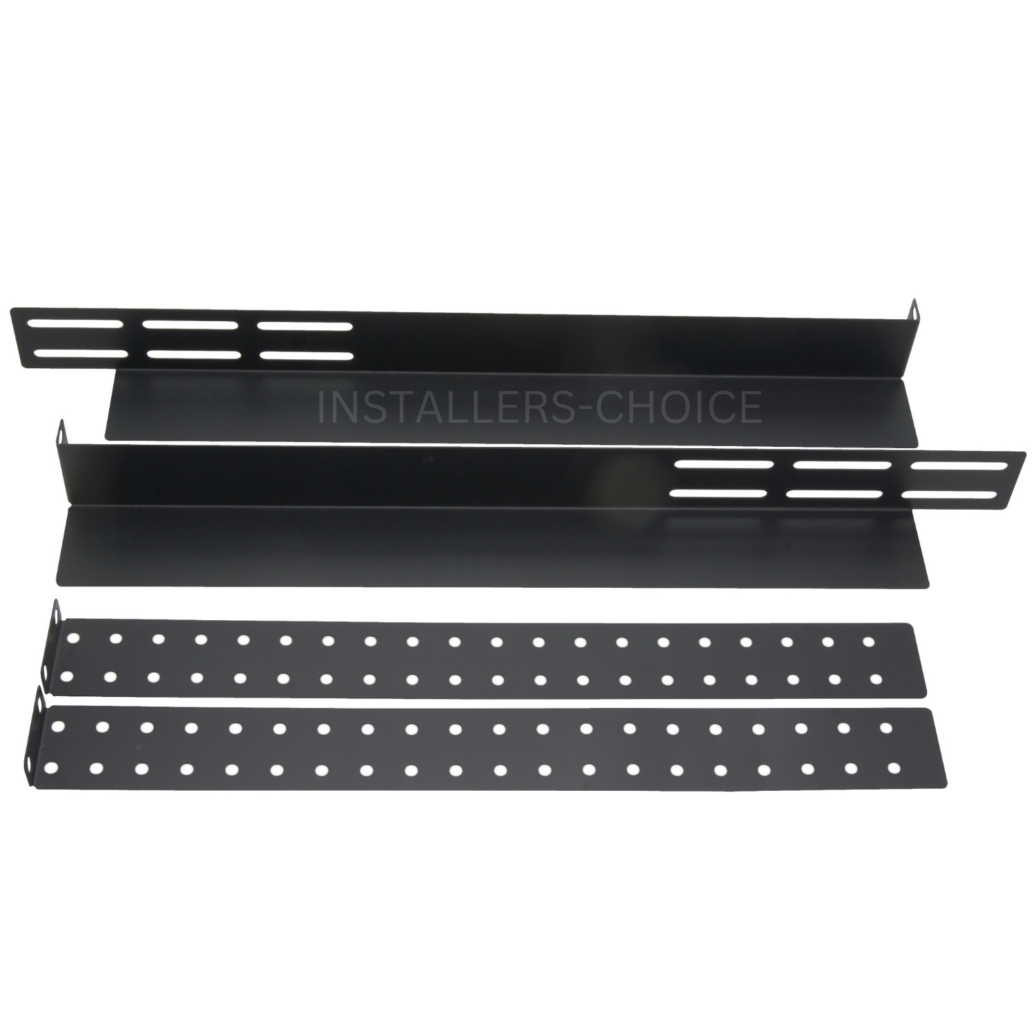 1U Rack Mount Server Shelf Rails, Audio Network 4-Post, Black, 16.14" Depth