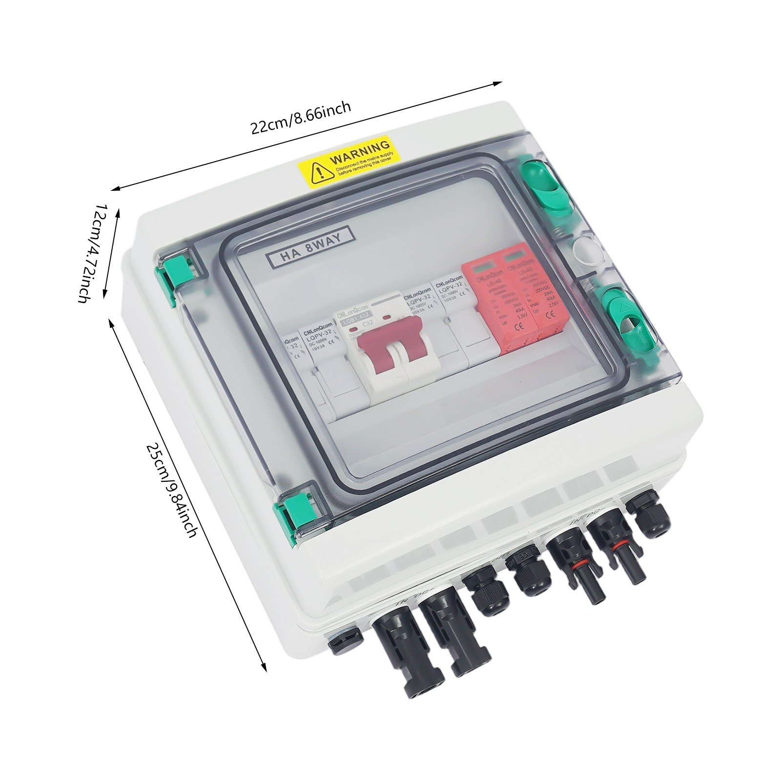 Solar Box 2 String 32 Amp IP65 Waterproof Box DC 500V 32A Circuit Breakers
