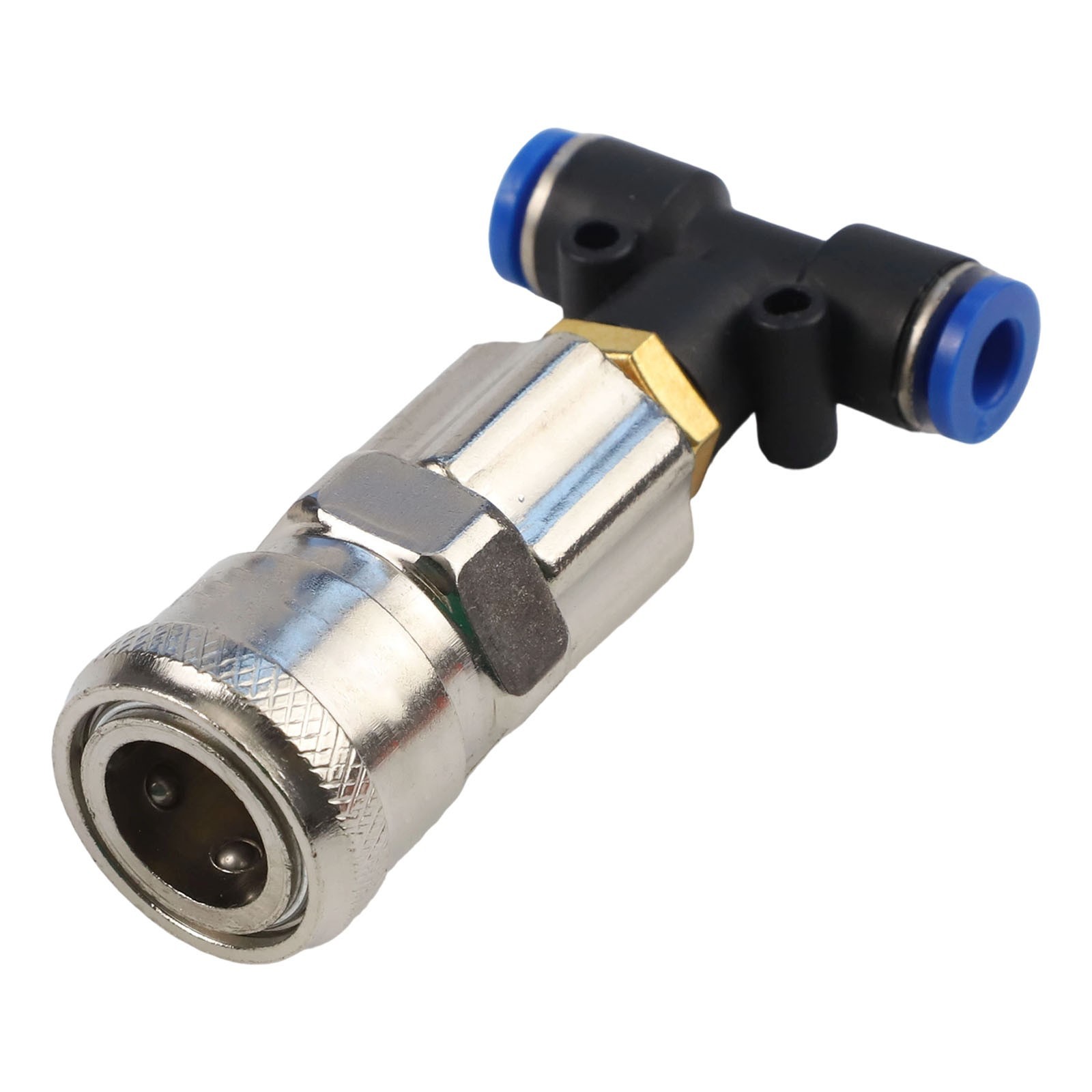 Three way Pneumatic Tank Connector Straight Through Joint Metal Material