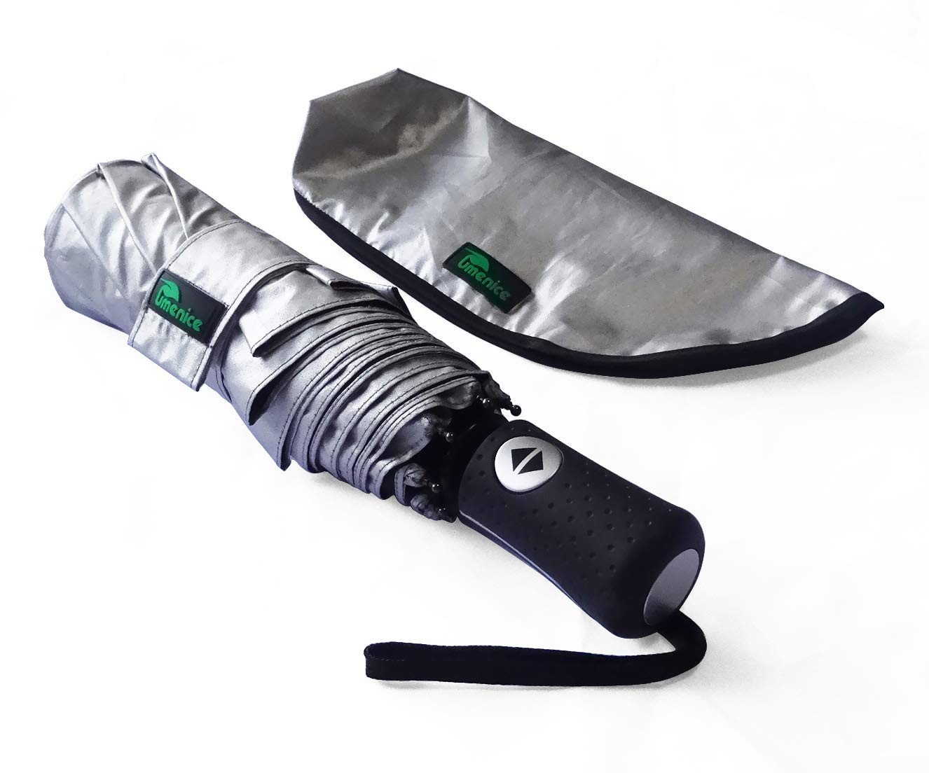 21 Inch Black Umbrella UPF 50 Windproof Ultra Lightweight Compact Travel Umbr...