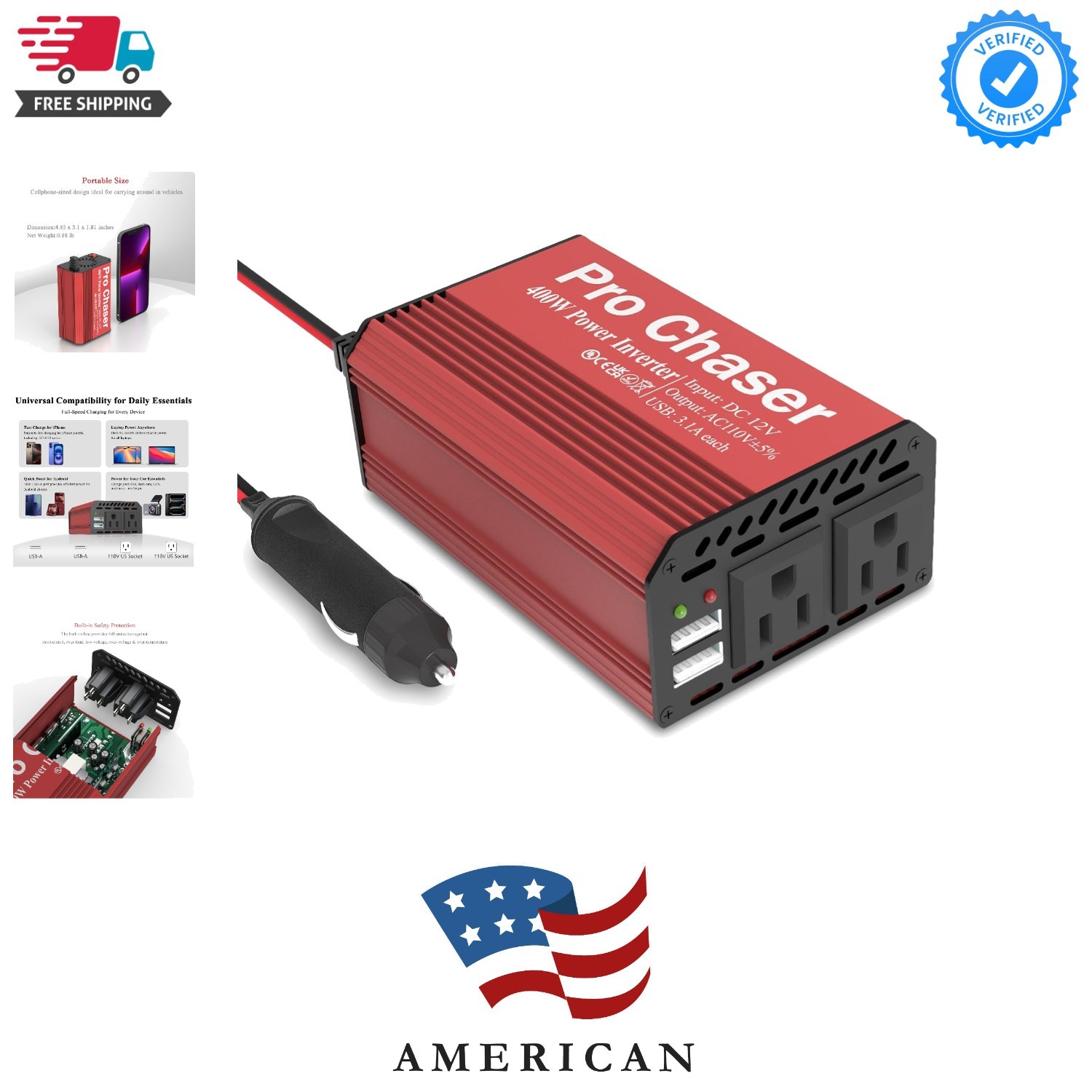 400W Power Inverters for Vehicles - DC 12v to AC 110v Car Inverter Converter,...