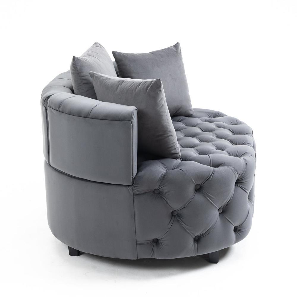 Sturdy and Durable Accent Chair Classical Barrel Chair Leisure Chair Grey