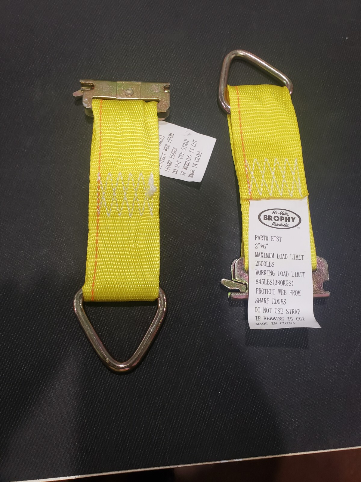 2x E Track Tie Off Rope Cargo Straps D Ring Fitting Enclosed Trailer Van 2.5k