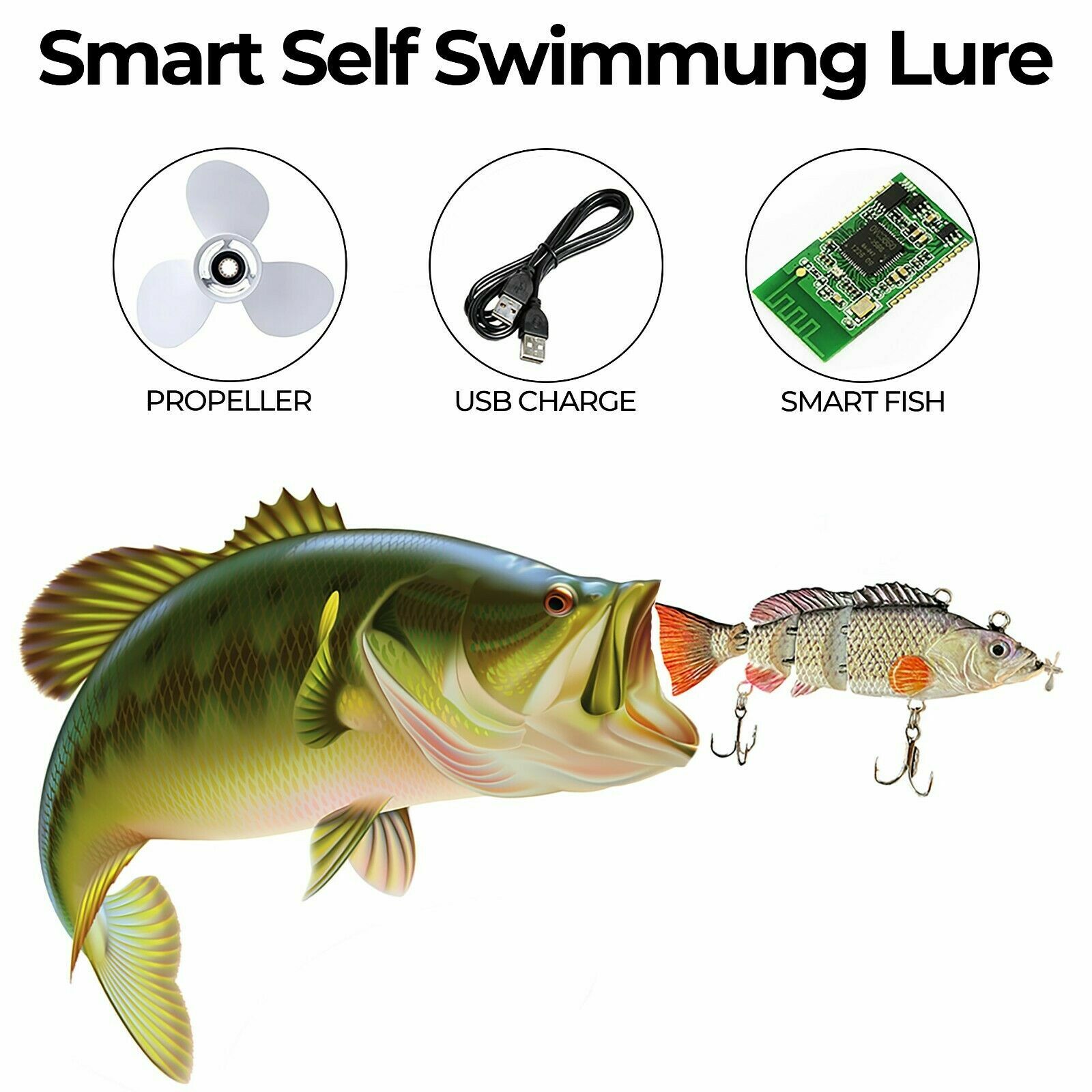 UFISH Pike Musky Walleye Soft Electric Fishing Lure Tackle Robotic Crank Bass