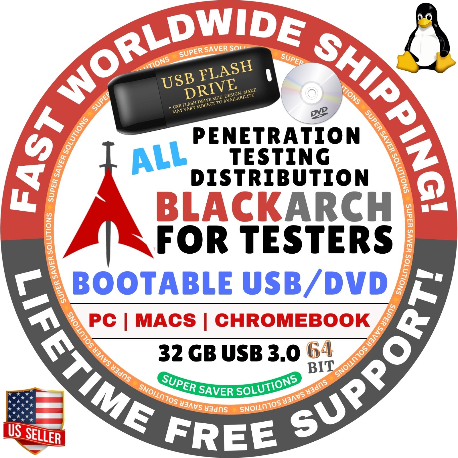 BLACKARCH LINUX OS FULL ISO SLIM XFCE NET BOOTABLE USB/ DVD, 64BIT, MAC/PC