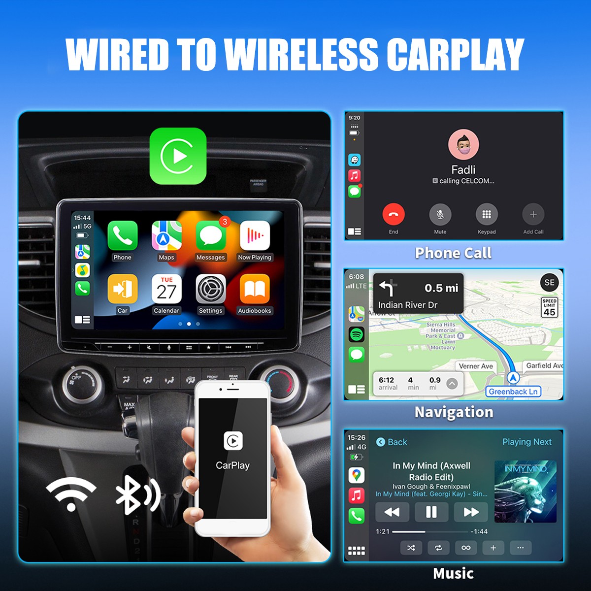 2-in-1 Wired to Wireless CarPlay Adapter /Android Auto Adapter Plug & Play -2025