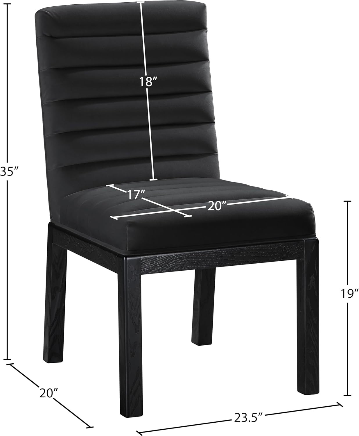 Evelyn Black Velvet Dining Chair with Sturdy Ash Wood Legs