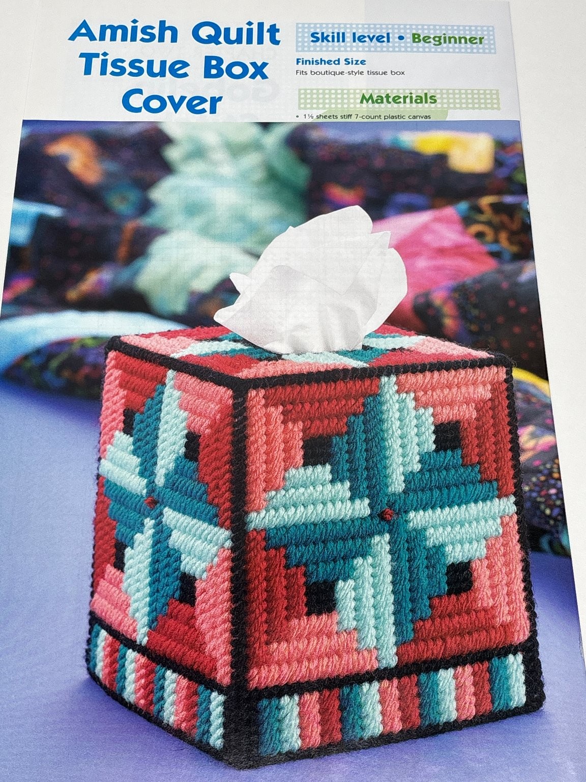 Amish Quilt Plastic Canvas Pattern Tissue Box Cover Book Pages