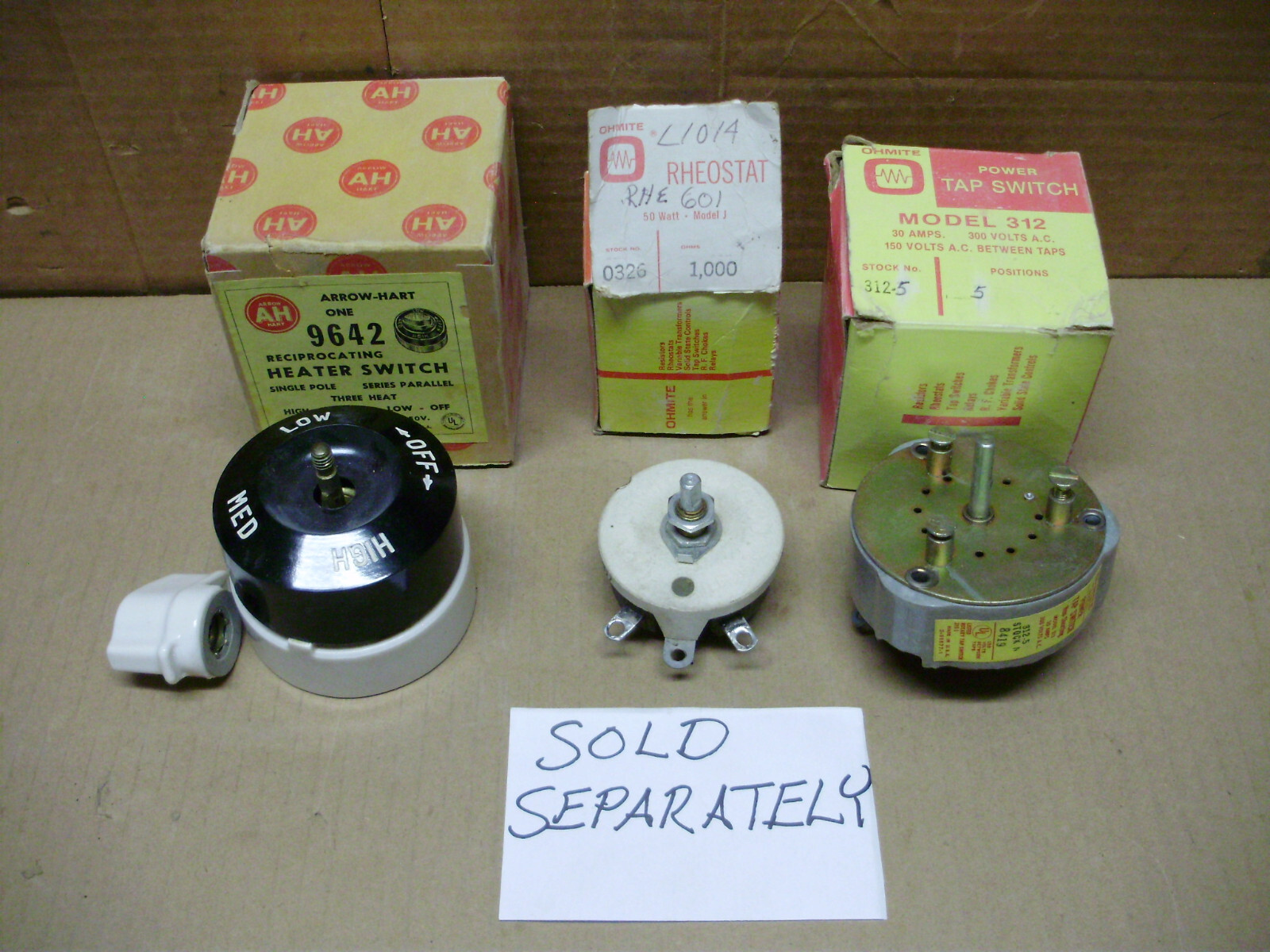Arrow-Hart Ohmite Heater, Tap Switch, Rheostat