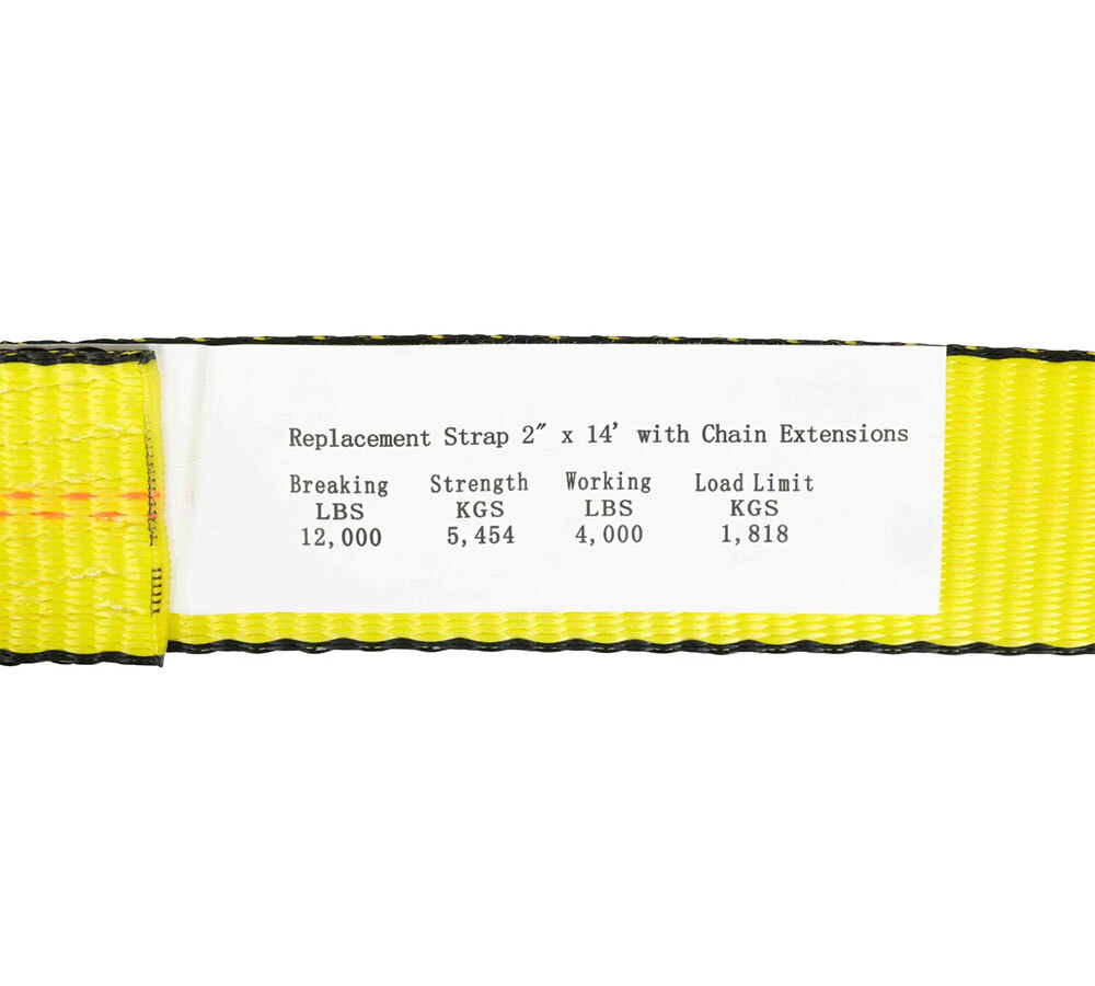8PK 2"x18' Replacement Tie Down Strap w/Chain Extension for 8Point Tie Down Kits