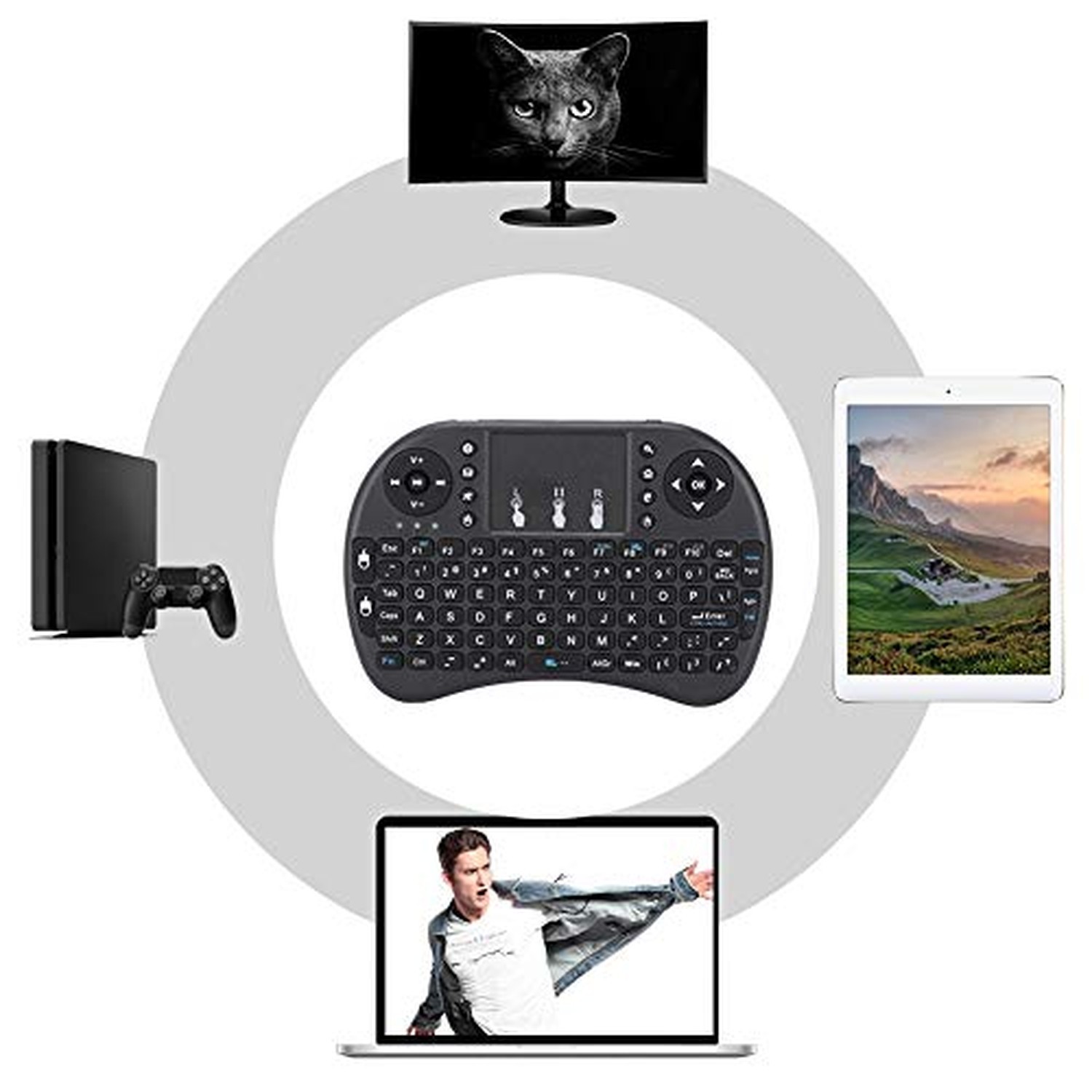 FOSA USB Mini Touch Keyboard, Portable Multifunction Keyboard with Touchpad F...