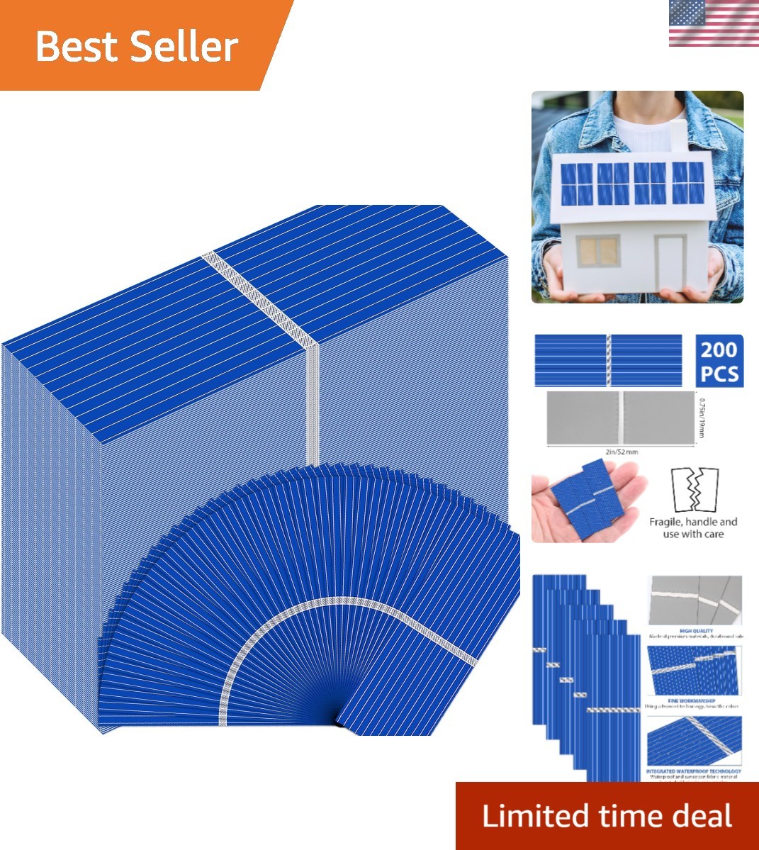 Lightweight 200PCS DIY Micro Solar Cells - Efficient 0.5V 400mA Energy Source