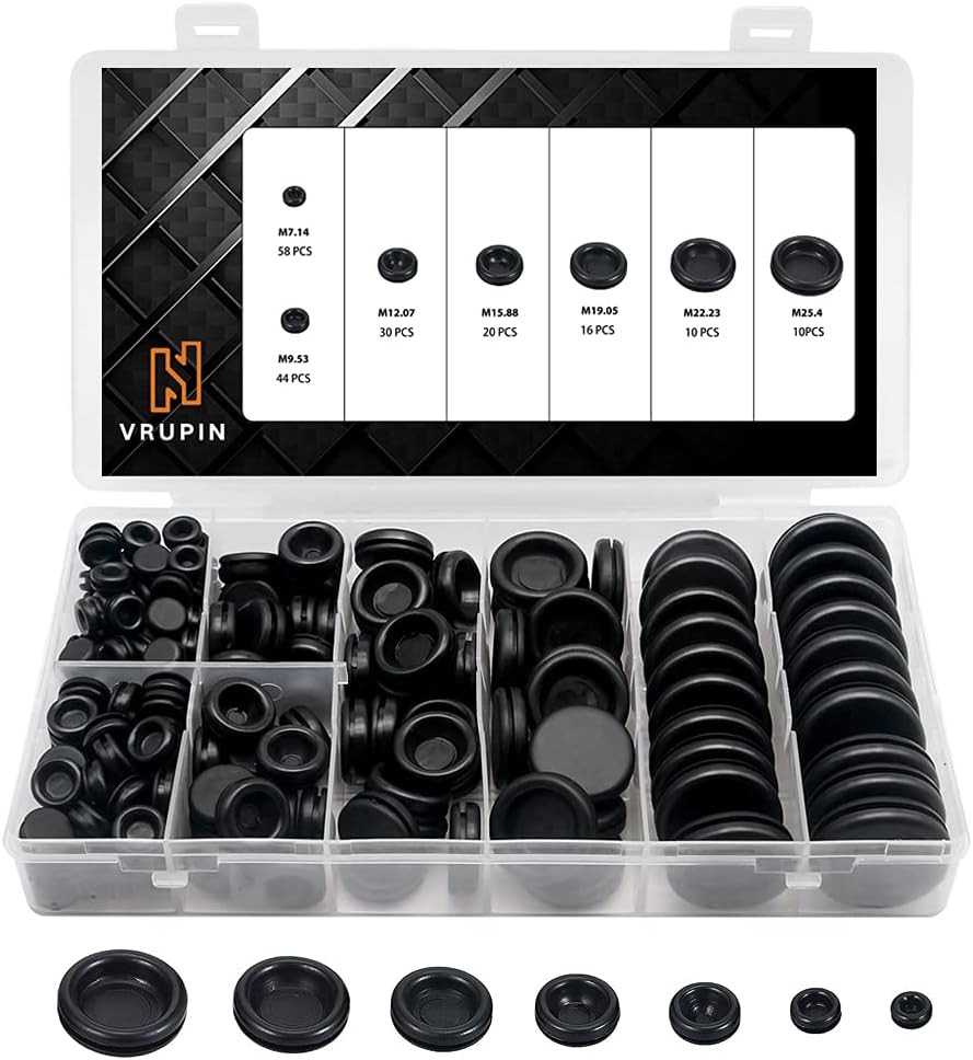 188 Pieces Rubber Grommet Kit – Rubber Plugs for round Holes, Wiring, Electrical