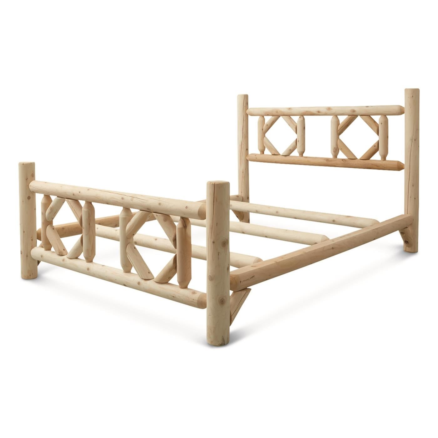 Full Size Natural Cedar Log Bed Frame Rustic Solid Wood Headboard Footboard Room