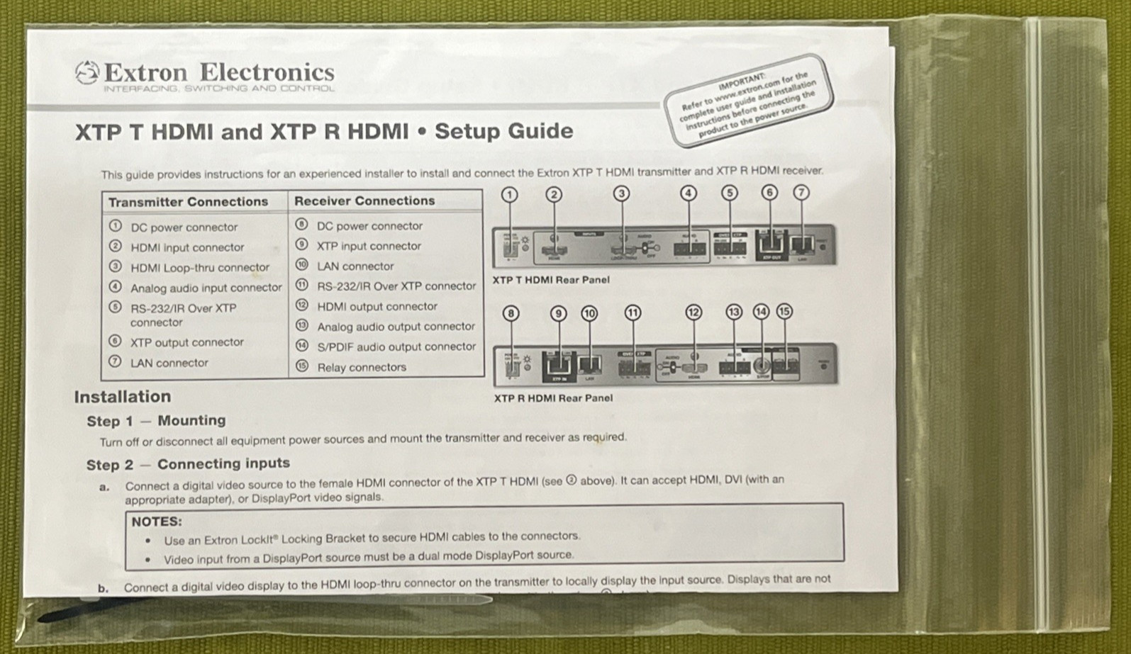 Extron Electronics XTP R HDMI New With Adapter 60-1043-13