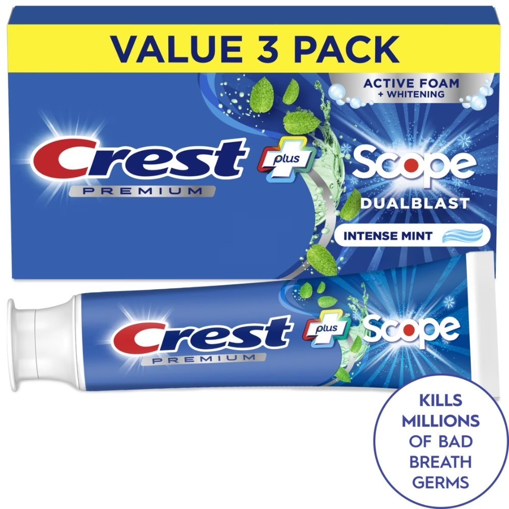 Blast Mint Toothpaste for Deep Cleaning and Fresh Breath 5.2 oz 3-Pack