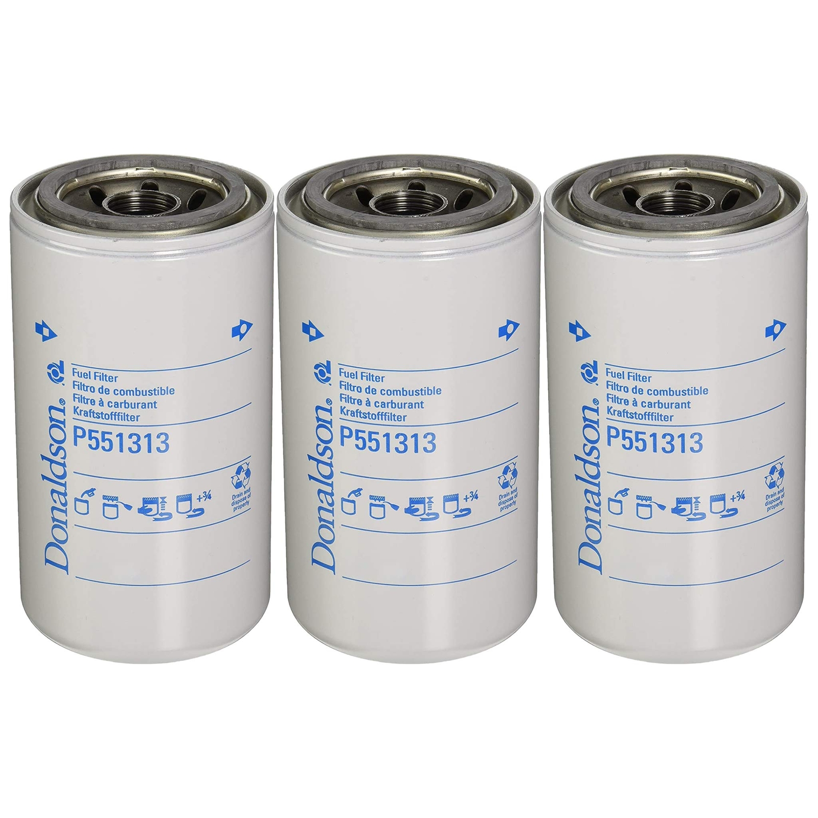Donaldson P551313 Fuel Filter Compatible with CAT 1R-0750 (Pack of 3)