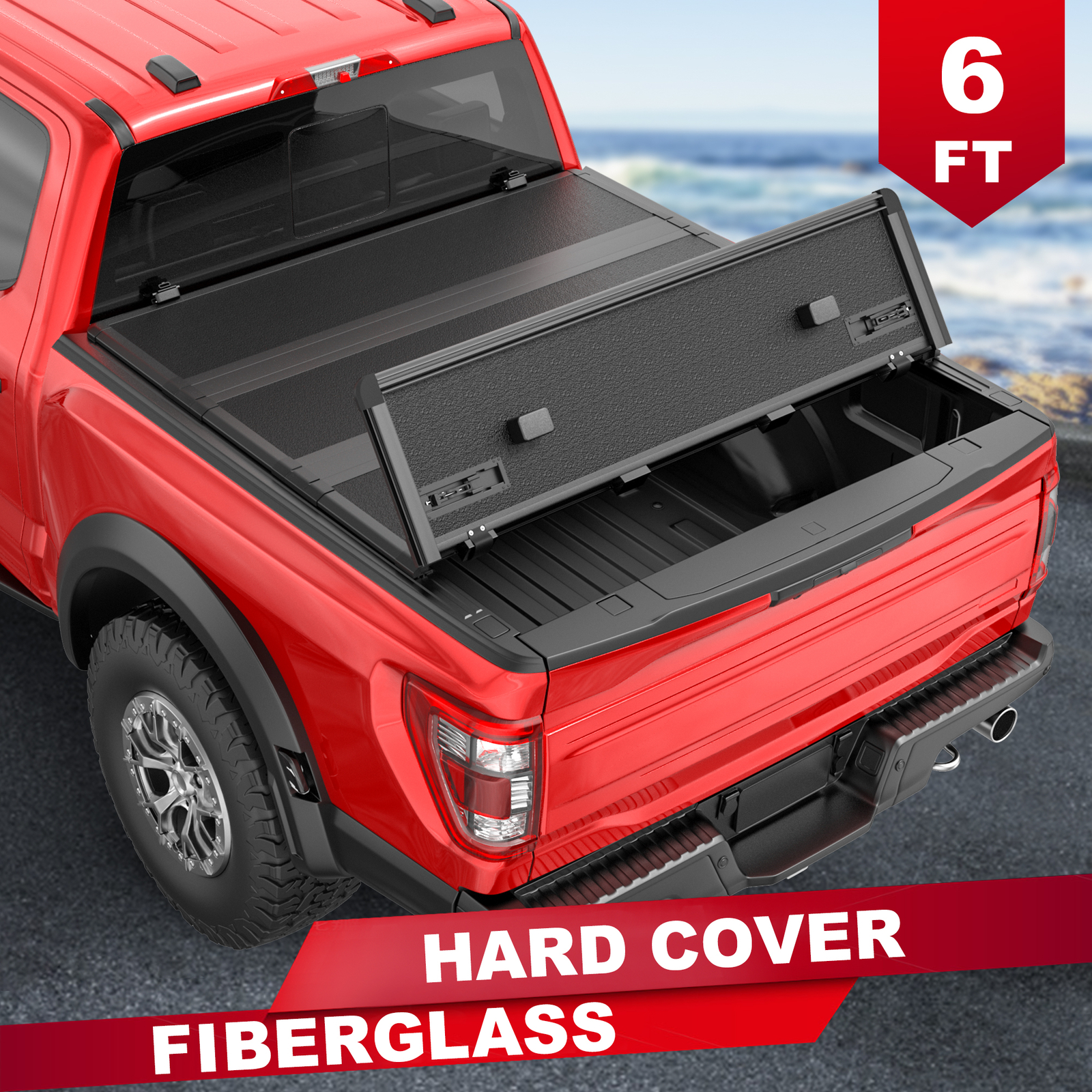 6FT Bed Truck Tonneau Cover For 2004-2012 GMC Canyon Chevrolet Colorado Hard FRP