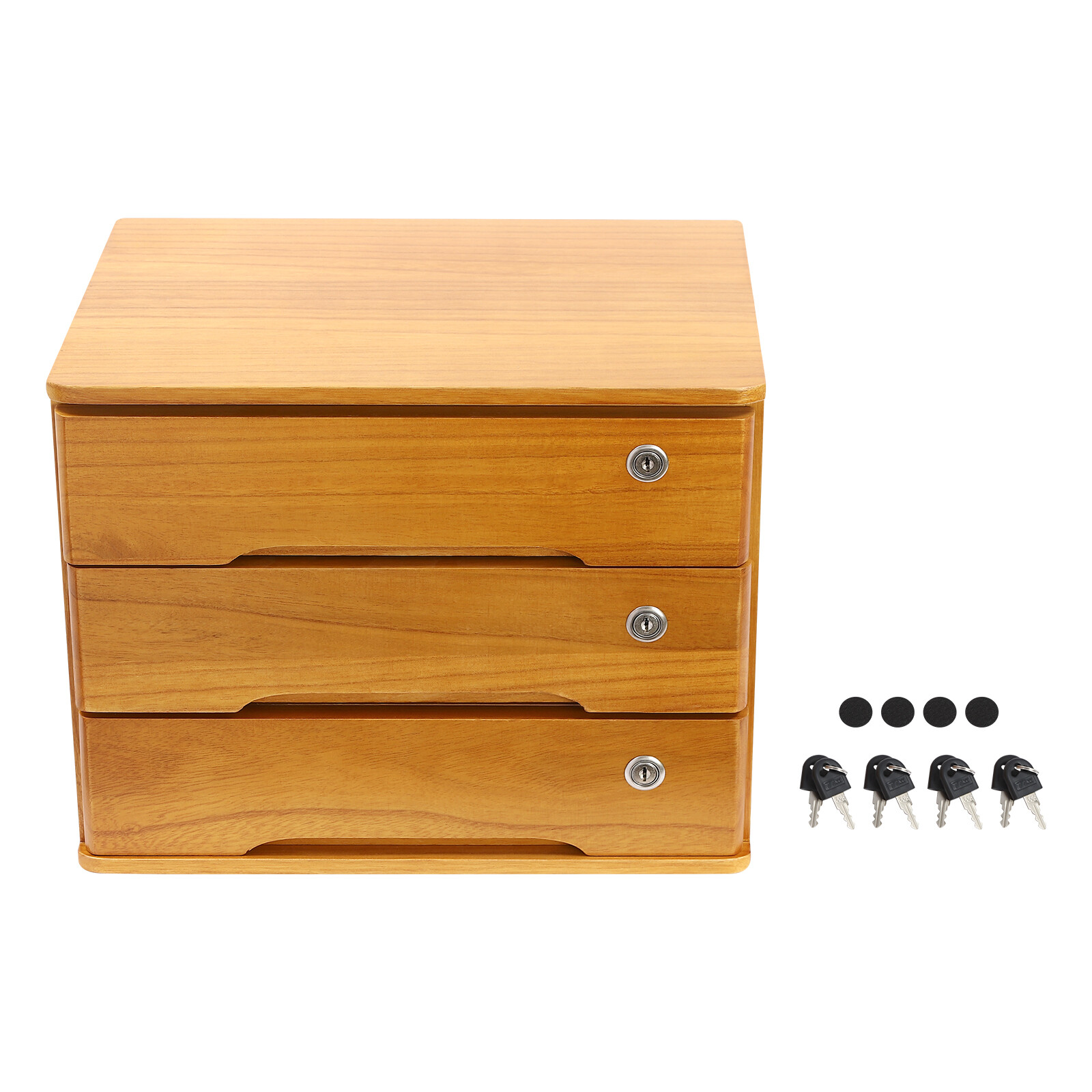 Wooden Desktop Storage Cabinet Desktop Storage Box with Lockable Drawers