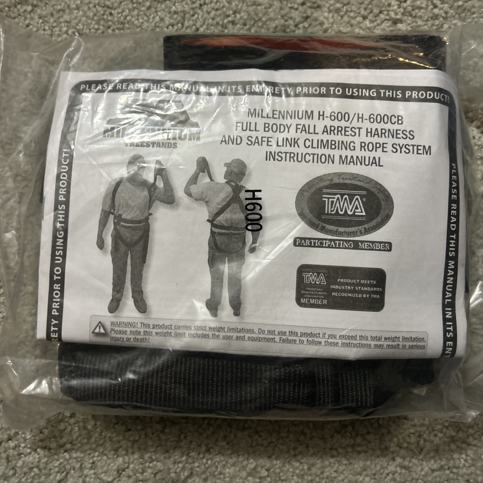 Millennium Treestand Harness Full Body Fall Arrest Safe Link Rope System H-600
