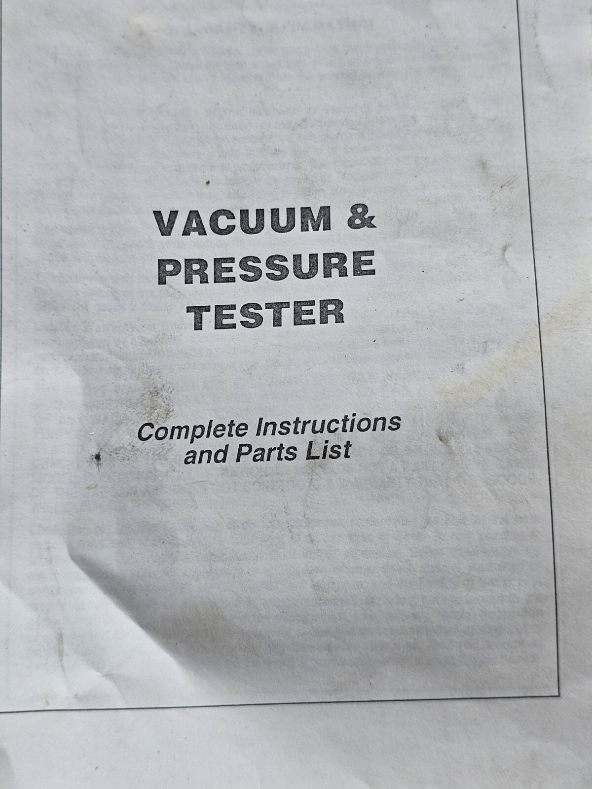 Vacuum Pressure Tester